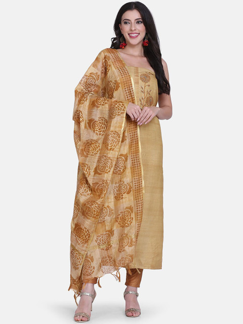 

BOMBAY SELECTIONS Mustard Cotton Blend Unstitched Dress Material