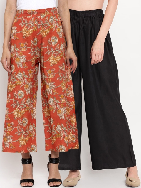 

TAG 7 Women Pack Of 2 Wide Leg Palazzos, Black
