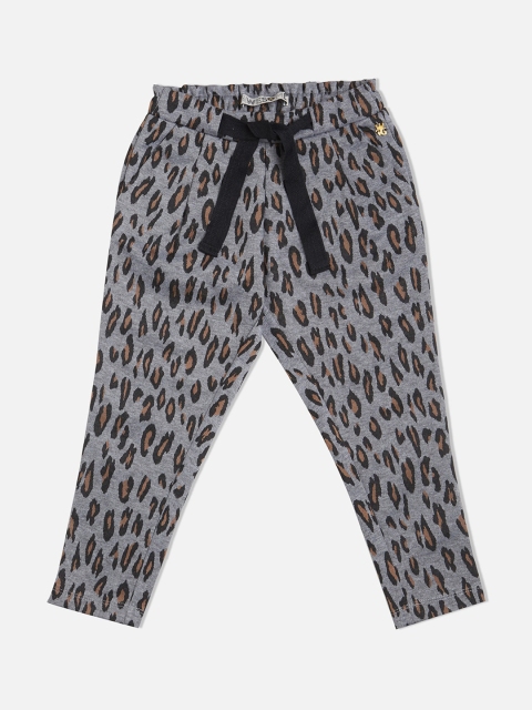 

VITAMINS Girls Grey Skinny Fit Animal Print Regular Trousers