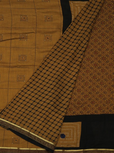 

Pothys Brown & Black Jute Silk Printed Saree
