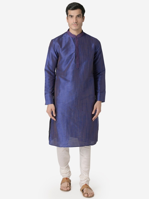 

Sanwara Men Blue Solid Straight Kurta