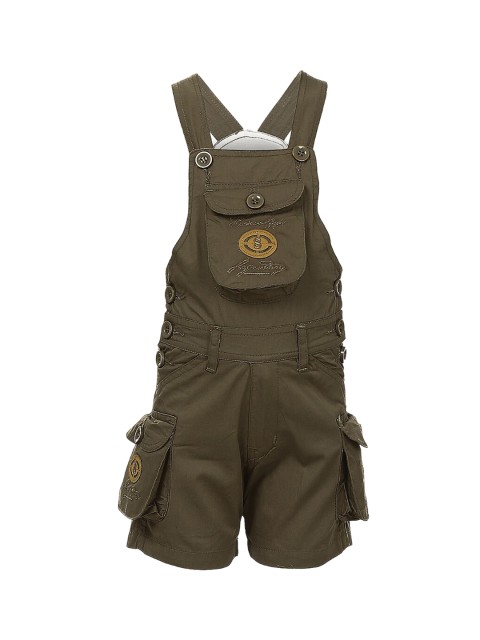 

FirstClap Kids Olive Brown Solid Dungarees
