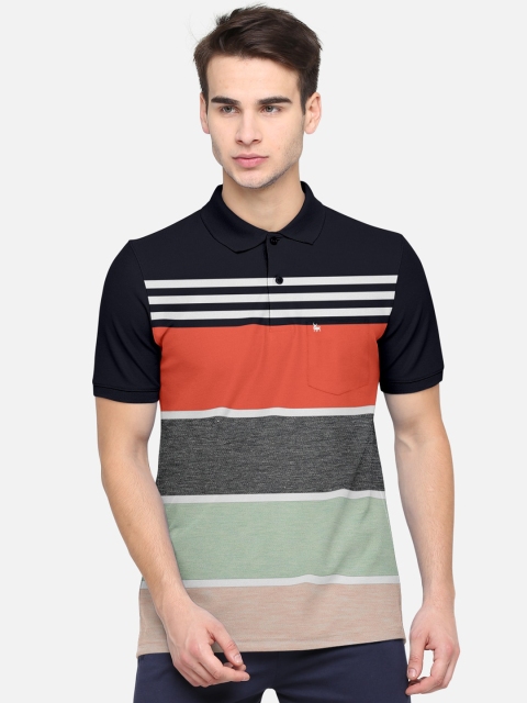 

BULLMER Men Multicoloured Striped Polo Collar T-shirt, Multi