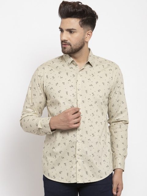 

JAINISH Men Cream-Coloured Smart Regular Fit Printed Casual Shirt