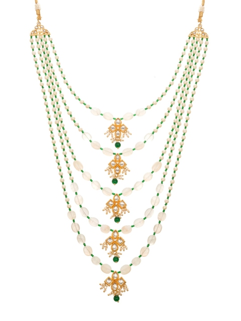 

INDYA White & Gold-Plated Layered Statement Necklace