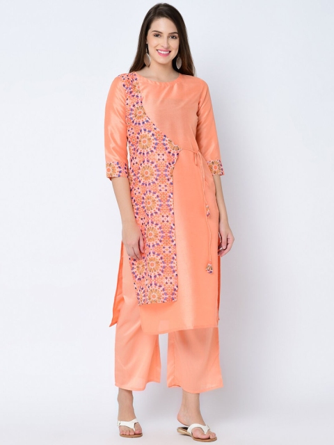 

ZIYAA Women Peach-Coloured Printed A-Line Kurta