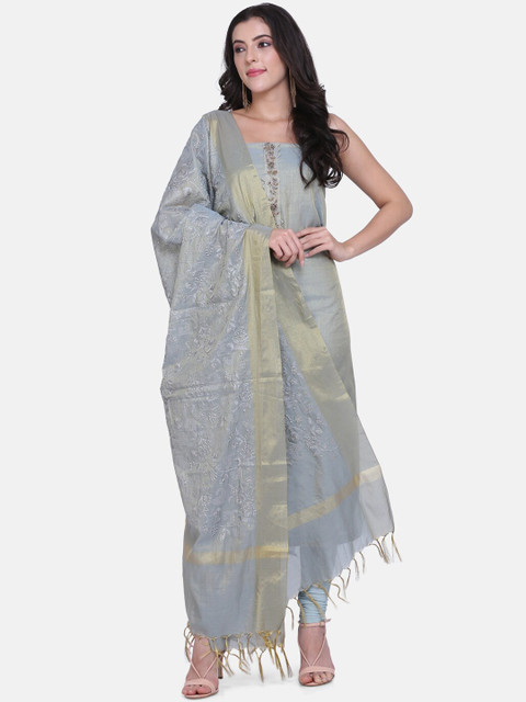 

BOMBAY SELECTIONS Grey Cotton Blend Unstitched Dress Material