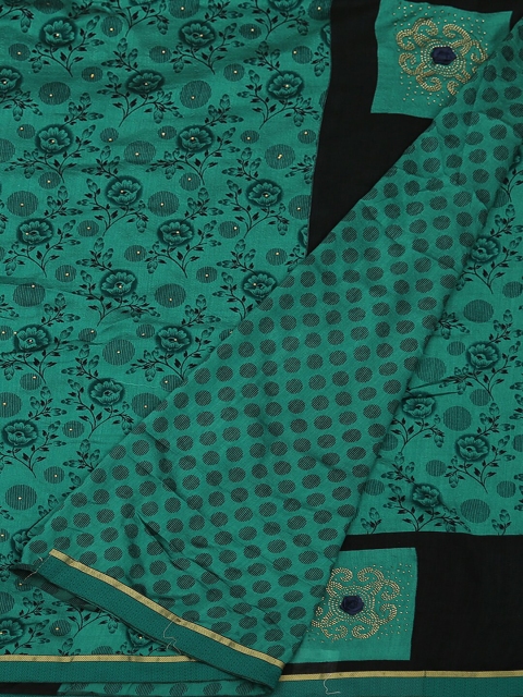 

Pothys Green & Black Jute Silk Woven Design Saree