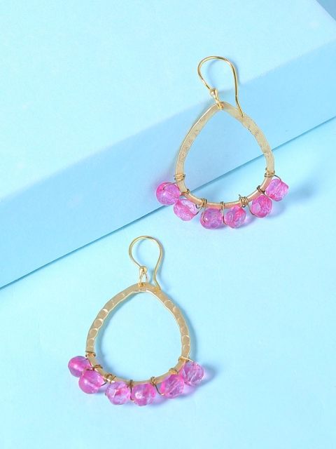 

Shoshaa Pink & Gold-Plated Handcrafted Geometric Drop Earrings