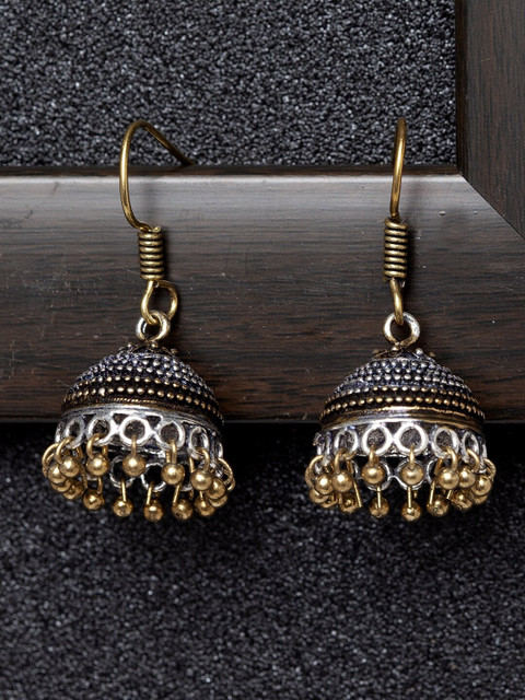 

Ibtida Gold-Plated & Silver-Toned Dome Shaped Jhumkas
