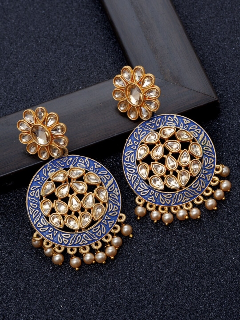 

Ibtida Navy Blue & Gold Circular Drop Earrings