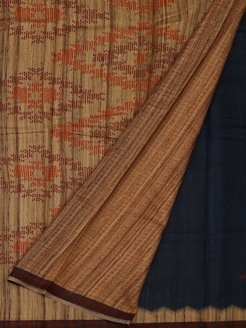 

Pothys Navy Blue & Beige Jute Silk Printed Saree