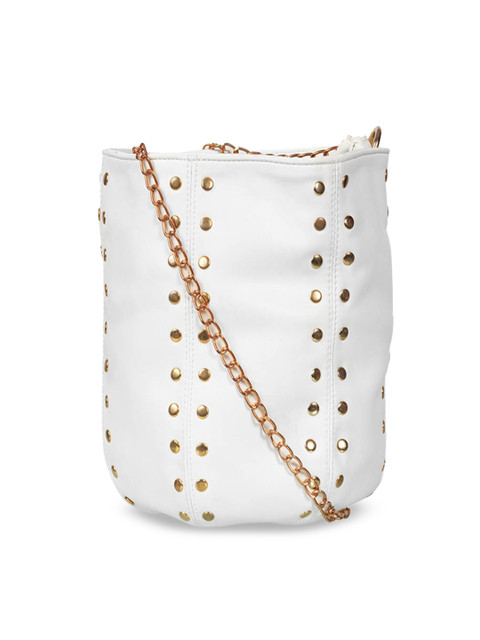 

THE GUSTO White & Gold-Toned Embellished Sling Bag