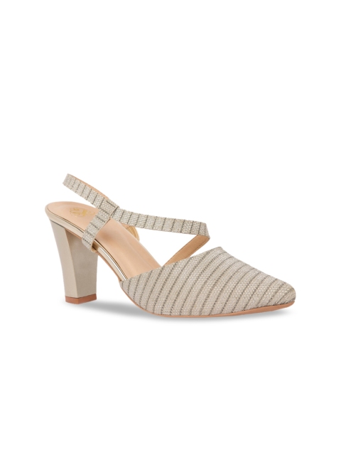 

Sole To Soul Women Gold-Toned Striped Pumps