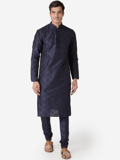 

Sanwara Men Blue Embroidered Straight Kurta