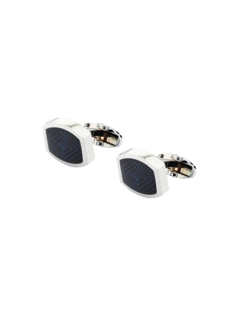 

The Tie Hub Blue & Silver-Toned Rhodium-Plated Rectangle Cufflinks