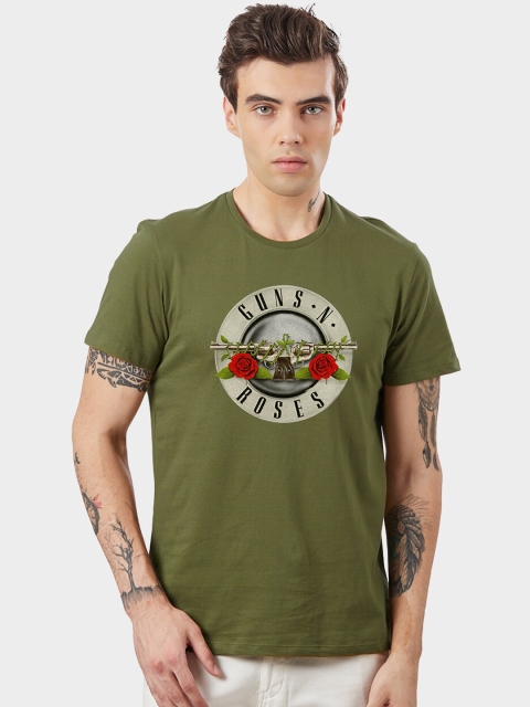 

Free Authority Men Green Printed Round Neck T-shirt