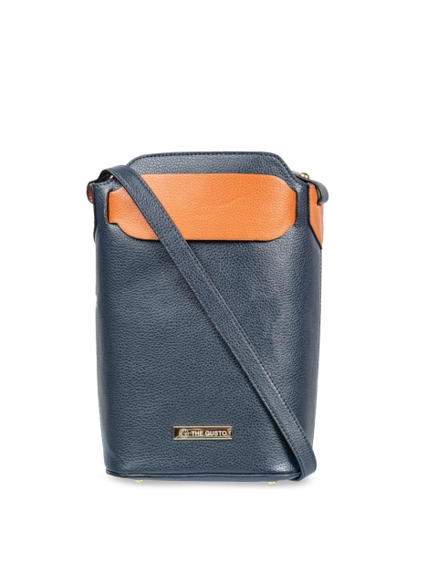

THE GUSTO Navy Blue Solid Sling Bag