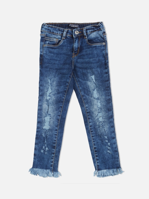

VITAMINS Girls Blue Skinny Fit Mid-Rise Mildly Distressed Jeans