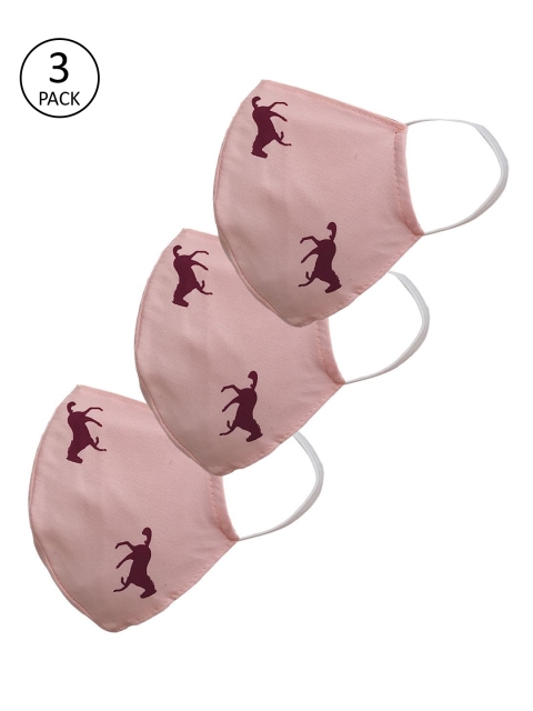 

nestroots Unisex Pack of 3 Pcs Pink & Brown Reusable 2-Ply Outdoor Cloth Masks