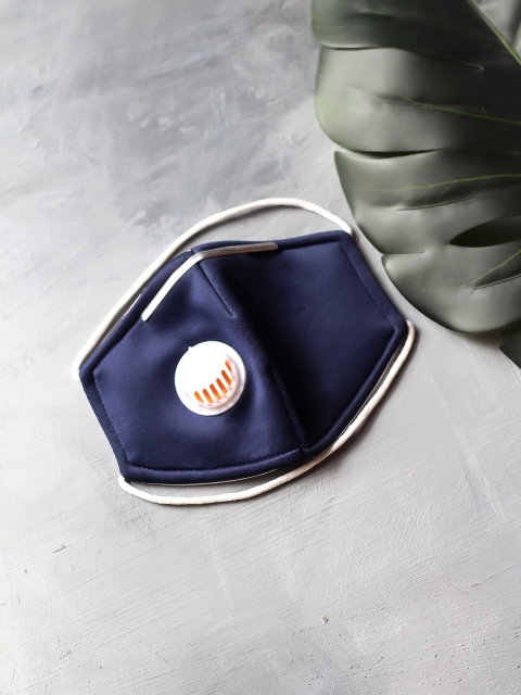 

Bellofox Unisex Solid 3-Ply Valved Reusable Cloth Mask, Blue