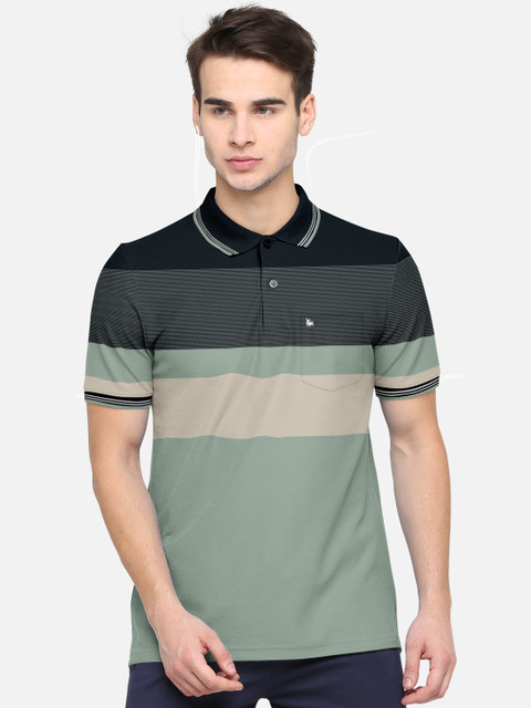 

BULLMER Men Green Colourblocked Polo Collar T-shirt