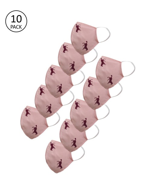 

nestroots Unisex 10 Pcs Printed 2-Ply Anti-Pollution Reusable Cloth Masks, Pink