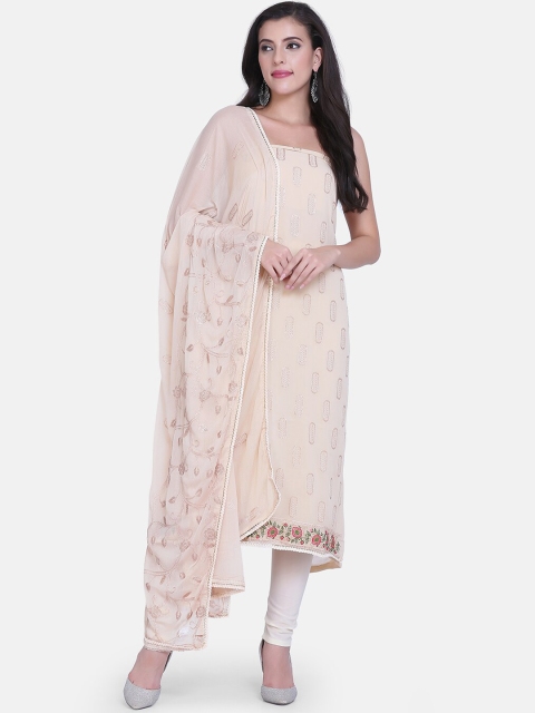 

BOMBAY SELECTIONS Cream-Coloured Poly Georgette Unstitched Dress Material