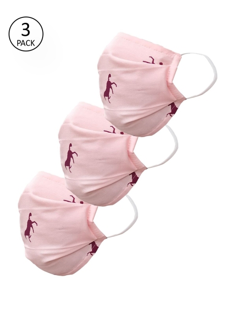 

nestroots Adults Rose Pink 3 Pcs Printed 2-Ply Reusable Outdoor Cloth Mask