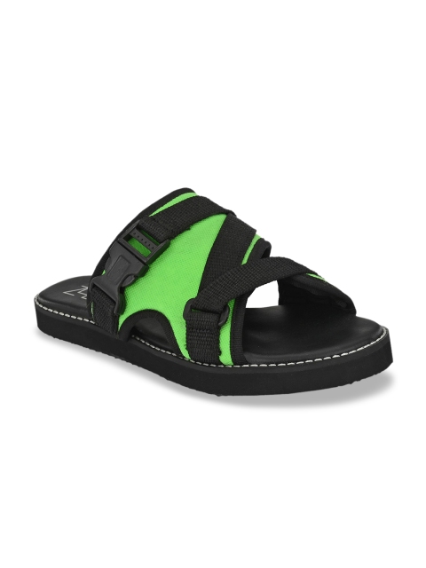 

Zebba Women Green & Black Colourblocked PU Open Toe Flats