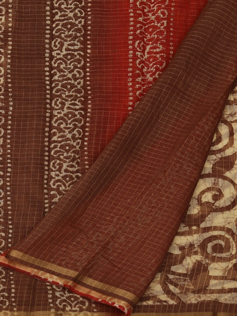 

Pothys Brown Woven Design Jute Silk Saree