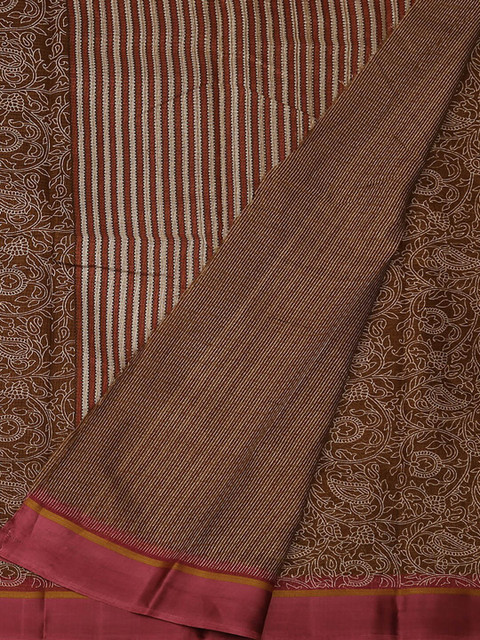 

Pothys Brown Printed Jute Silk Saree