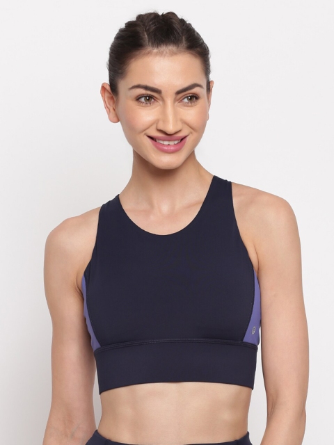 

Enamor Women Athleisure Navy Blue Held-in Fit Crop Top Sports Bra