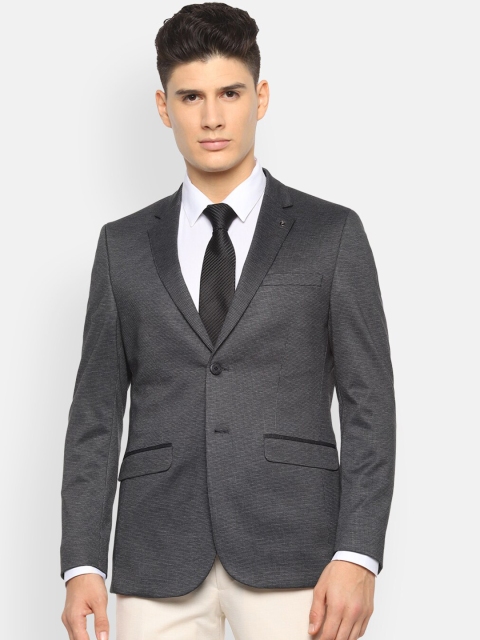 

Van Heusen Men Grey Self-Design Slim-Fit Single-Breasted Formal Blazer