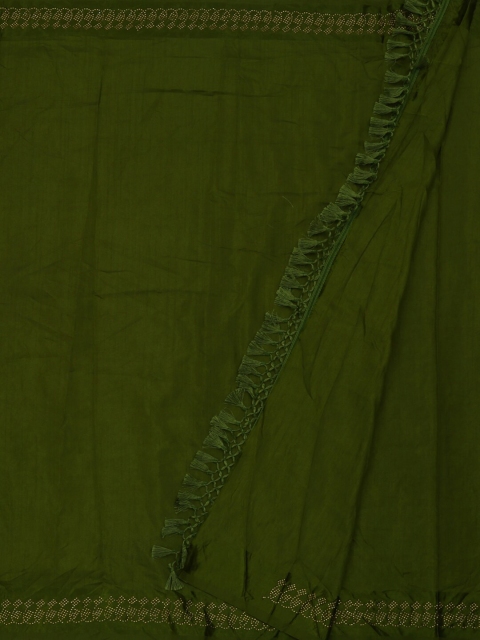 

Pothys Olive Green Solid Jute Silk Saree