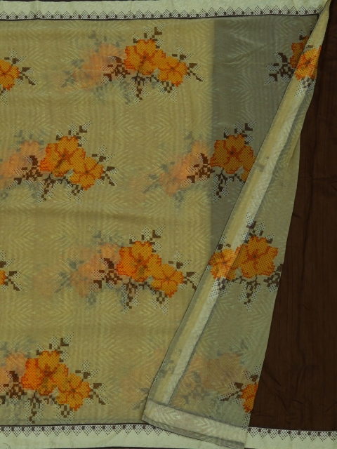 

Pothys Green & Brown Poly Georgette Printed Saree