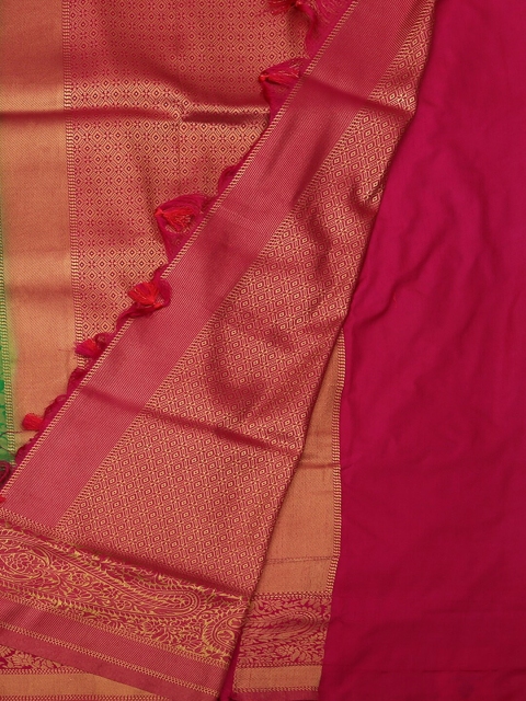 

Pothys Green & Pink Jute Silk Woven Design Saree