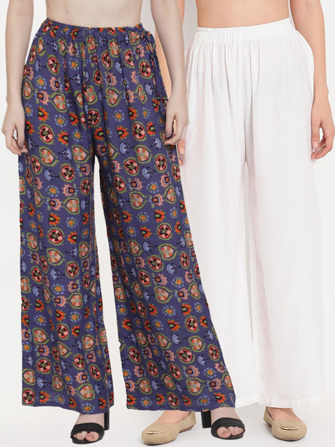 

TAG 7 Women Pack Of 2 Wide Leg Palazzos, White