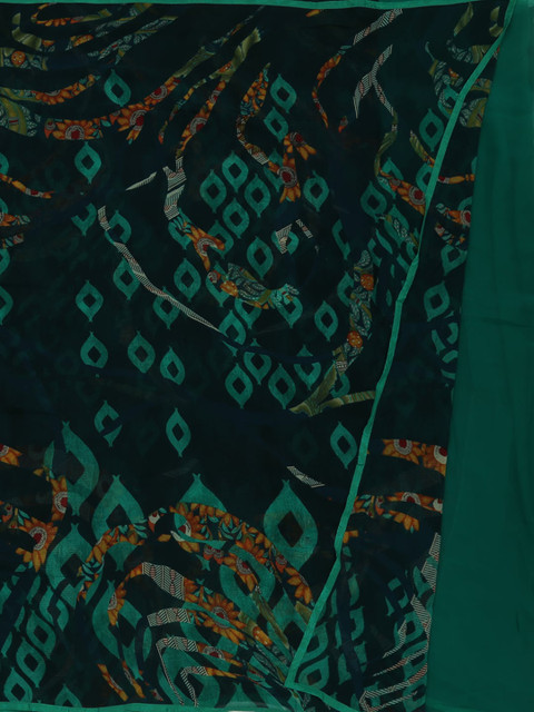 

Pothys Blue & Green Poly Georgette Printed Saree