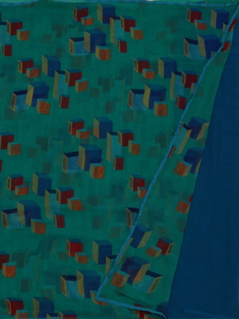 

Pothys Green & Blue Poly Georgette Printed Saree