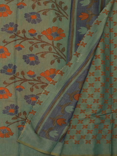 

Pothys Orange & Green Poly Georgette Printed Saree