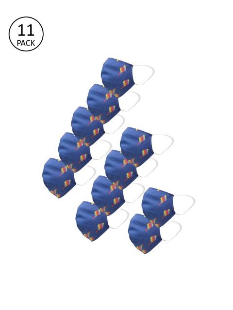 

nestroots Adults Pack of 12 Blue Printed 2-Layers Outdoor Masks
