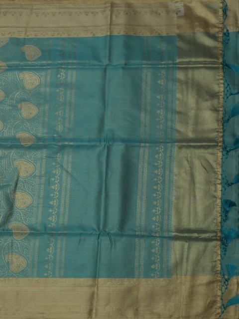 

Pothys Blue & Gold-Toned Tissue Woven Design Saree