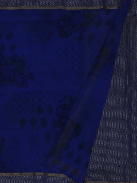 

Pothys Blue Printed Poly Georgette Saree