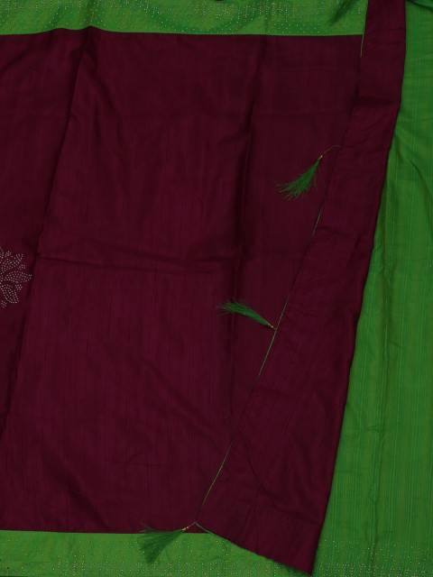 

Pothys Magenta & Green Poly Silk Woven Design Saree