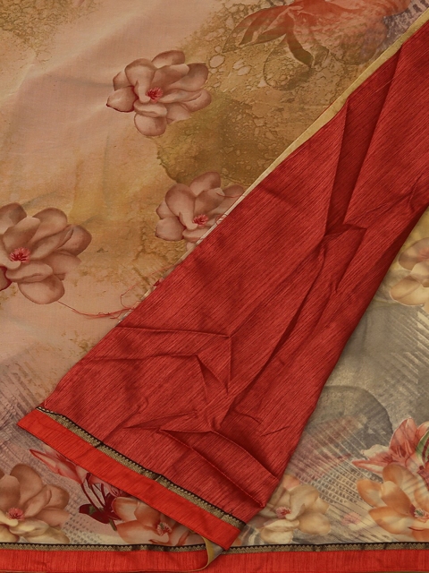 

Pothys Beige & Red Poly Georgette Printed Saree
