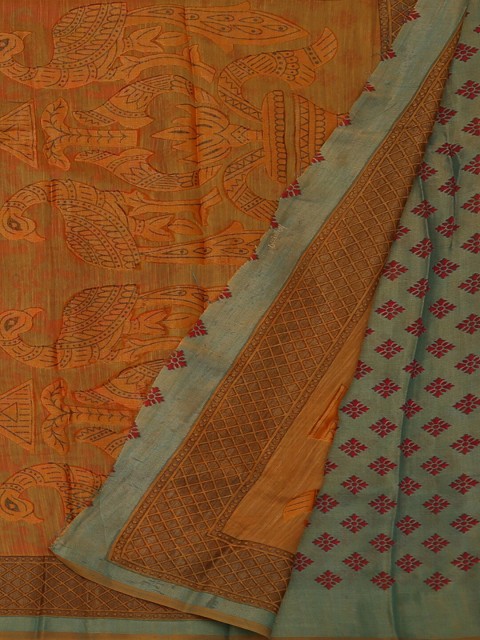 

Pothys Yellow Woven Design Poly Georgette Saree