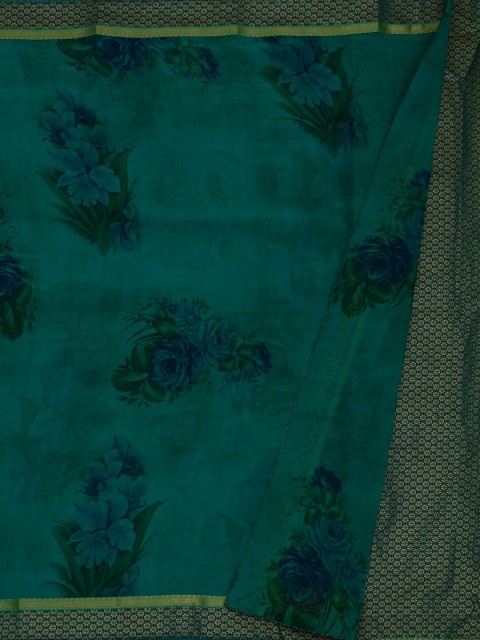 

Pothys Green Printed Poly Georgette Saree