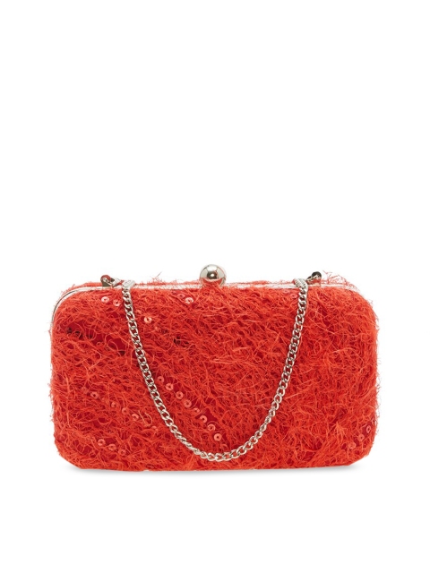 

Tokyo Talkies Red Embellished Textured Clutch