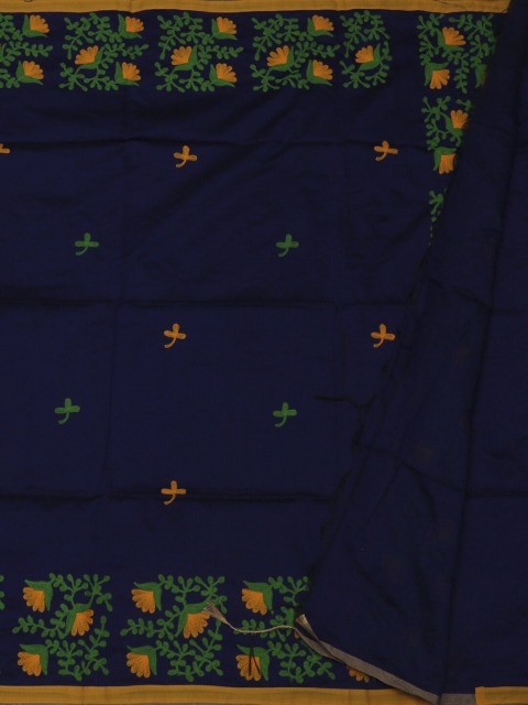 

Pothys Navy Blue & Yellow Jute Cotton Embroidered Saree